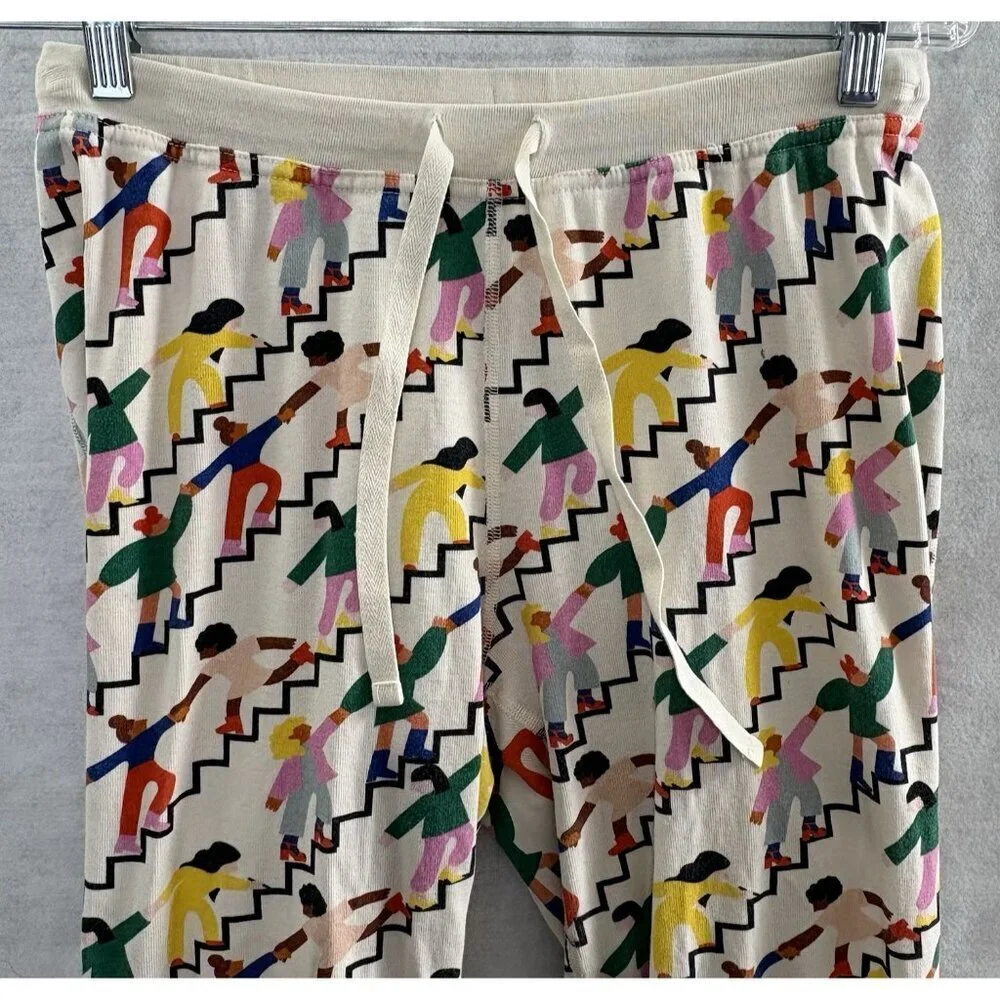 HANNA ANDERSON‎ Kids Pajama Bottom Size M Multicolor Stairs Helping 25-13